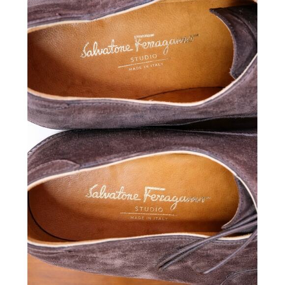 SALVATORE FERRAGAMO ENZO BROWN SUEDE OXFORDS SIZE 9.5 main image 4